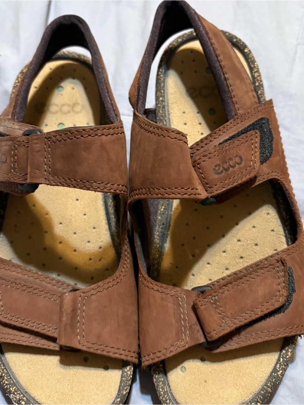Ecco Kids Brown Leather Hook-and-Loop Sandals